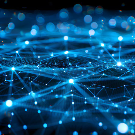 3d rendering of abstract technology background with connection lines and dots.の素材