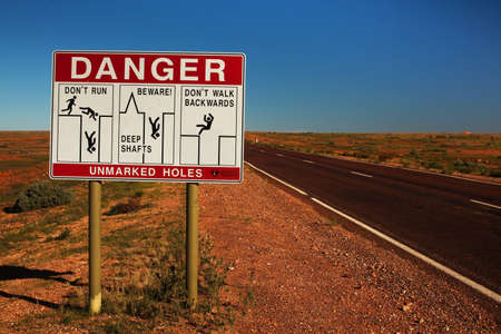 The warning road sighs in Australiaの写真素材