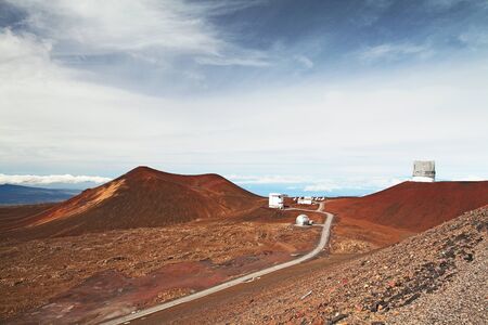 Observatory on the top of Mauna Kea volcanoの写真素材