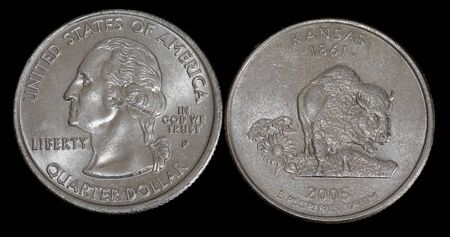 Quarter dollar from Kansasの写真素材