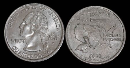 Quarter dollar from Louisianaの写真素材