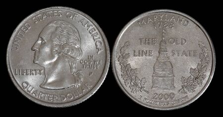 Quarter dollar from Marylandの写真素材