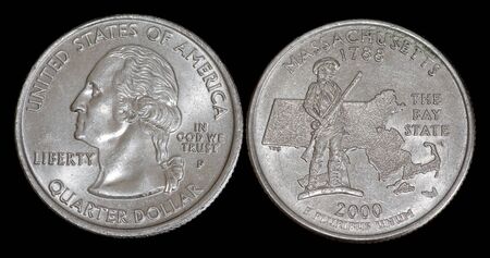 Quarter dollar from Massachusettsの写真素材
