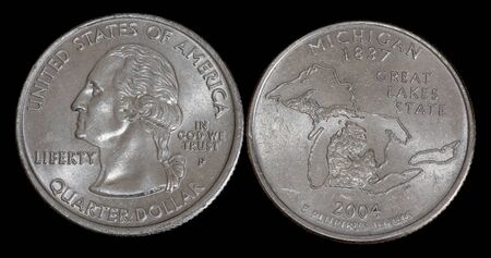 Quarter dollar from Michiganの写真素材