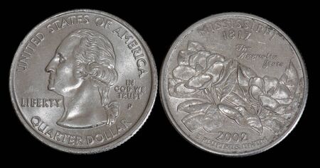 Quarter dollar from Mississippiの写真素材
