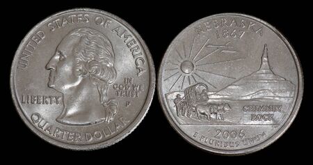 Quarter dollar from Nebraskaの写真素材