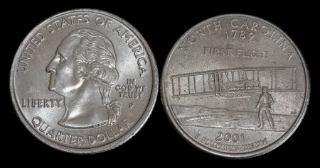 Quarter dollar from North Carolinaの写真素材