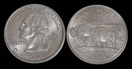 Quarter dollar from North Dakotaの写真素材