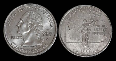 Quarter dollar from Pennsylvaniaの写真素材