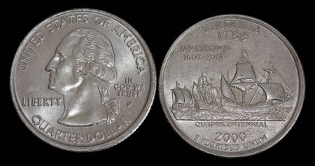 Quarter dollar from Virginiaの写真素材
