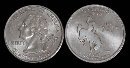 Quarter dollar from Wyomingの写真素材