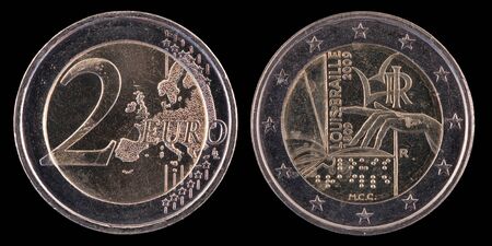 Commemorative euro coin from Italyの写真素材