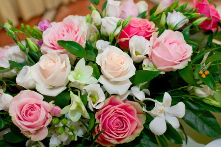 luxury roses and orchid bouquetの写真素材