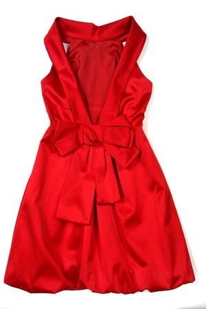 red evening dress isolated on white の写真素材