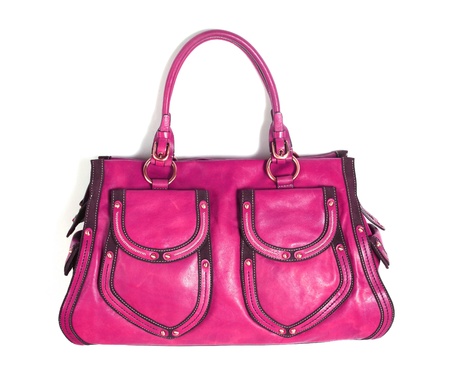 pink bag isolated on white の写真素材