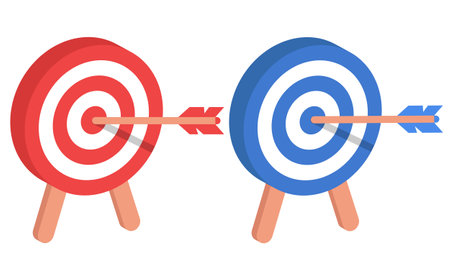 Target and arrow in the center. Vector clipart isolated on white background.のイラスト素材