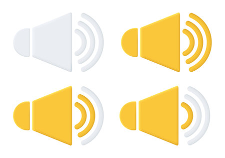 Sound icon 3d. Set of toy matte sound icons. Vector clipart isolated on white background.のイラスト素材