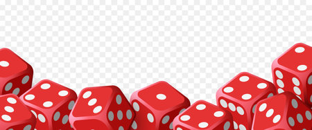 Dice border. Frame of dice.Vector realistic illustration isolated on transparent background.のイラスト素材