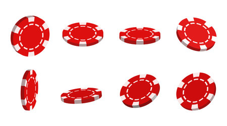 Set of 3D chips. Red vector chips isolated on white background.のイラスト素材