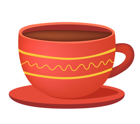 Cup with hot drink. A cup of coffee. Vector clipart.のイラスト素材