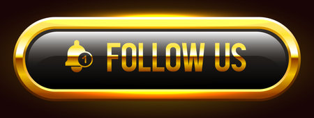 Follow us button. Vector illustration isolated on a red background.のイラスト素材