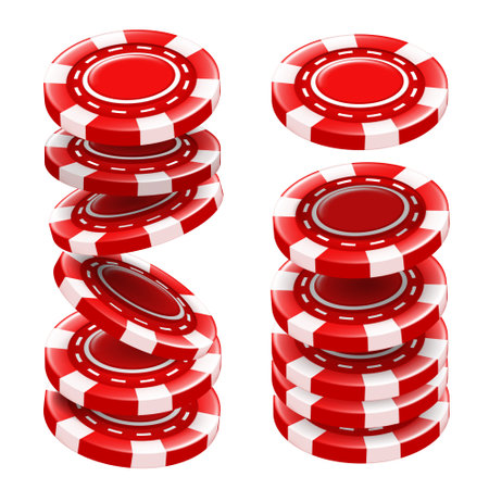 Set of 3D chips. Red vector chips isolated on white background.のイラスト素材