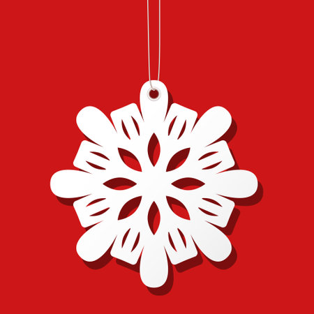 Snowflake on a red background. Vector illustration.のイラスト素材