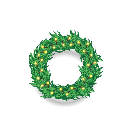 Christmas wreath. Vector 3d clipart isolated on white background.のイラスト素材
