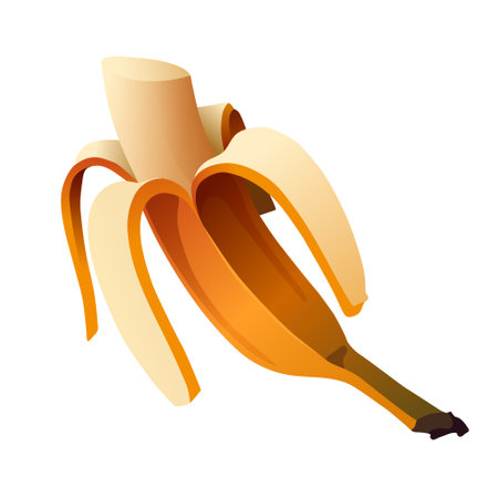 A bitten banana. Vector clipart isolated on white background.のイラスト素材