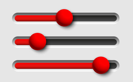 Slider bar, track bar or Sound Equalizer. Vector clipart isolated on gray background.のイラスト素材