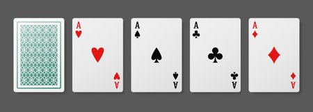 Cards. Aces of different suits on a black background. Vector clipart.