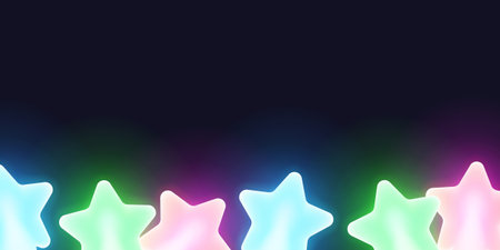 Christmas lights border. Garland on a black background. Vector illustration.のイラスト素材