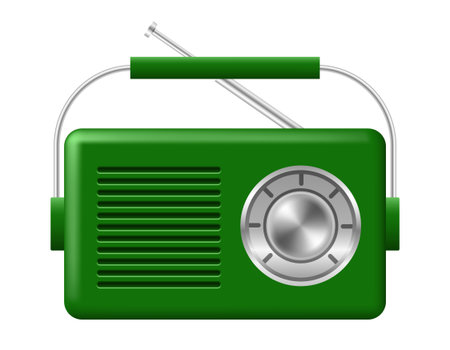 Retro radio icon. Vector 3D radio. Clipart isolated on white background.のイラスト素材