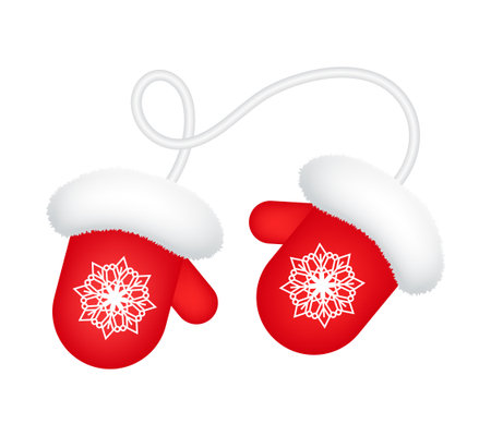 Mittens. Vector 3d clip art isolated on white background.のイラスト素材