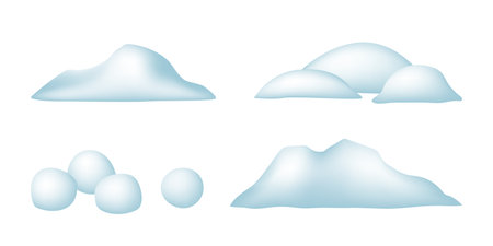 Snowdrifts and snowballs. Vector clipart isolated on white background.のイラスト素材