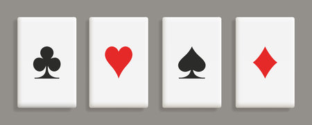 Playing cards. Vector 3d cards isolated on brown background.