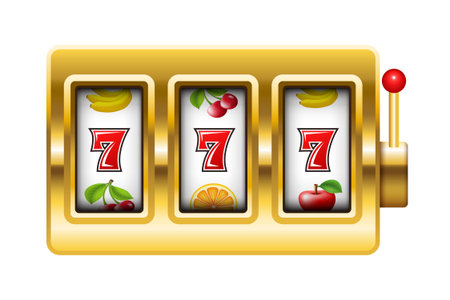 Slot machine. Vector 3d illustration isolated on white background.のイラスト素材