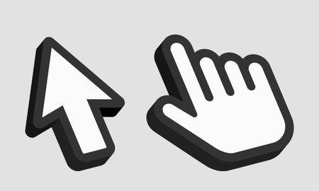 Isometric mouse cursor. Hand pointer and arrow. Vector 3d icon.
