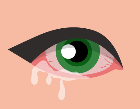 Allergic conjunctivitis illustration. Hand-drawn vector clip art.のイラスト素材