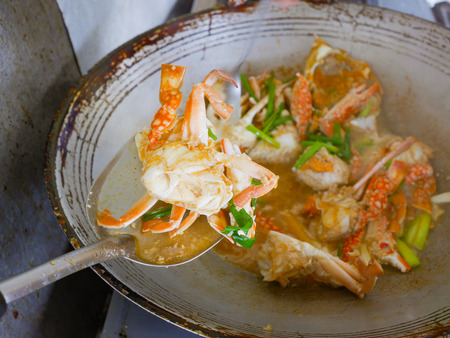 hot and spicy fried crabの写真素材