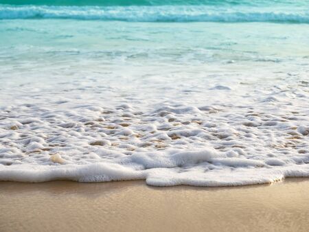 close up sand with wave of sea beachの写真素材