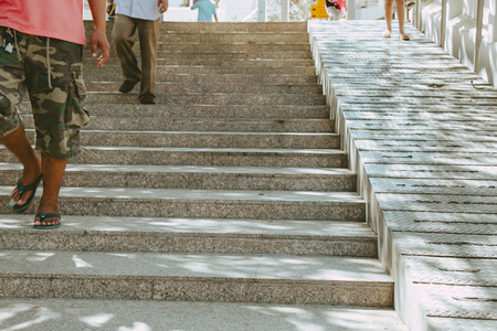 Stairs and ramp are the access to temple, transportation way support for both people and wheelchair.の写真素材