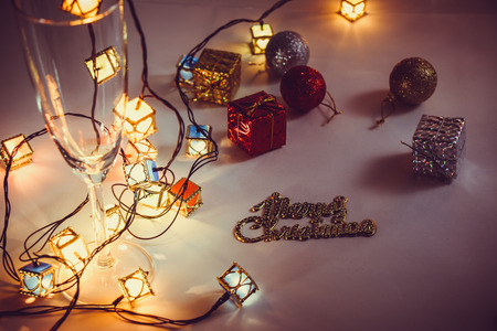 Ornament and Christmas items decorate for the holy night. Merry xmas and happy new year night light.