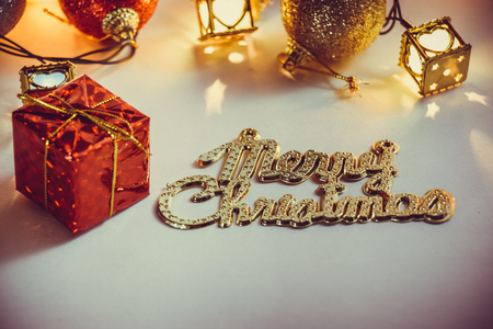 Ornament and Christmas items decorate for the holy night. Merry xmas and happy new year night light.の写真素材