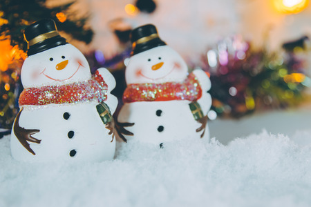 Snowman and Ornament Christmas items decorate for the silent night. Merry xmas and Happy new year.の写真素材