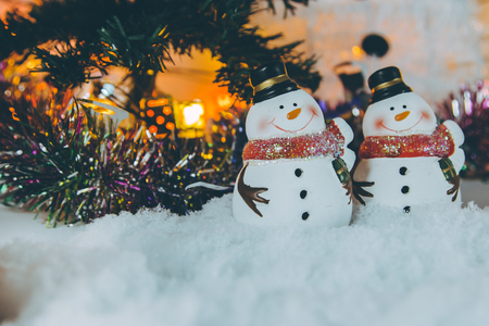 Snowman and Ornament Christmas items decorate for the silent night. Merry xmas and Happy new year.の写真素材