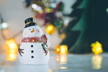 Snowman and Ornament Christmas items decorate for the silent night. Merry xmas and Happy new year.の写真素材