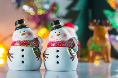 Snowman and Ornament Christmas items decorate for the silent night. Merry xmas and Happy new year.の写真素材