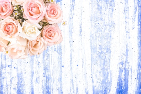 Abstract Overlay bouquet of flower with grungy concrete wallpaper and backgroundの素材