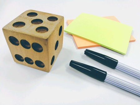 Wooden dice on a white background, isolated on a white background